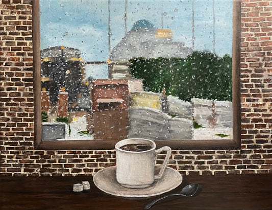 Coffee on a rainy day in Istanbul Prints