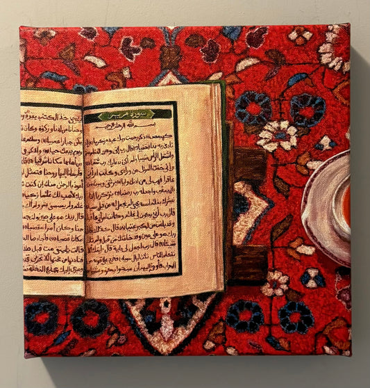 Surah Maryam and a cup of chai canvas print