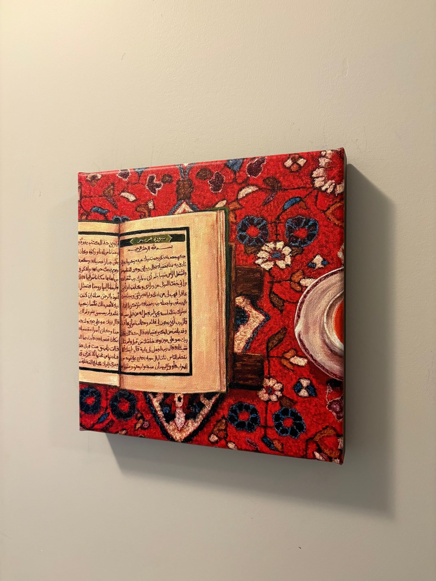 Surah Maryam and a cup of chai canvas print